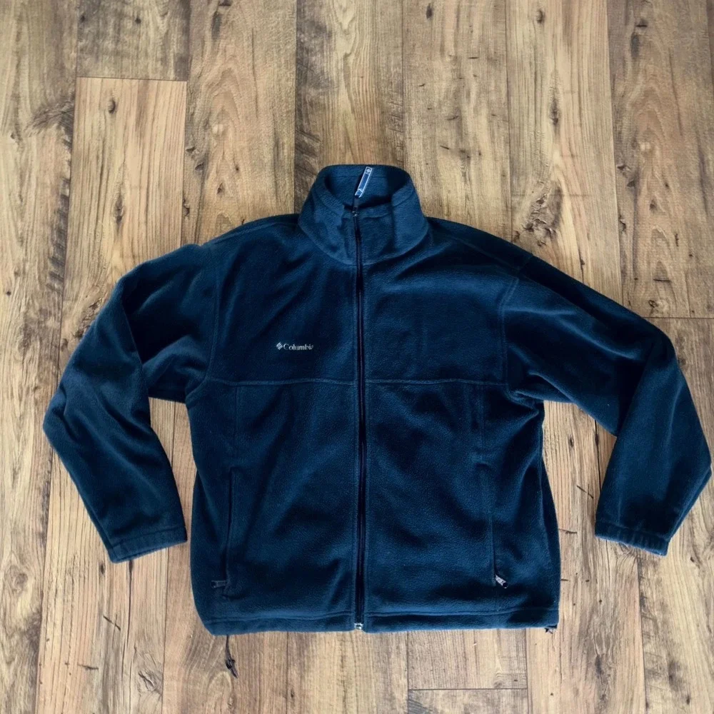 Columbia Sportswear Company Fleece Jacket Men's Large Blue Mock Neck Full Zip